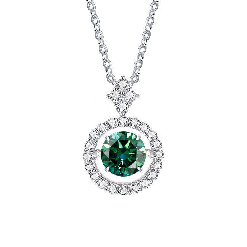 Live Hot S925 Sterling Silver Pulsatile Heart Moissanite Pendant Female Light-chasing Smart Clavicle Chain Moissanite Necklace