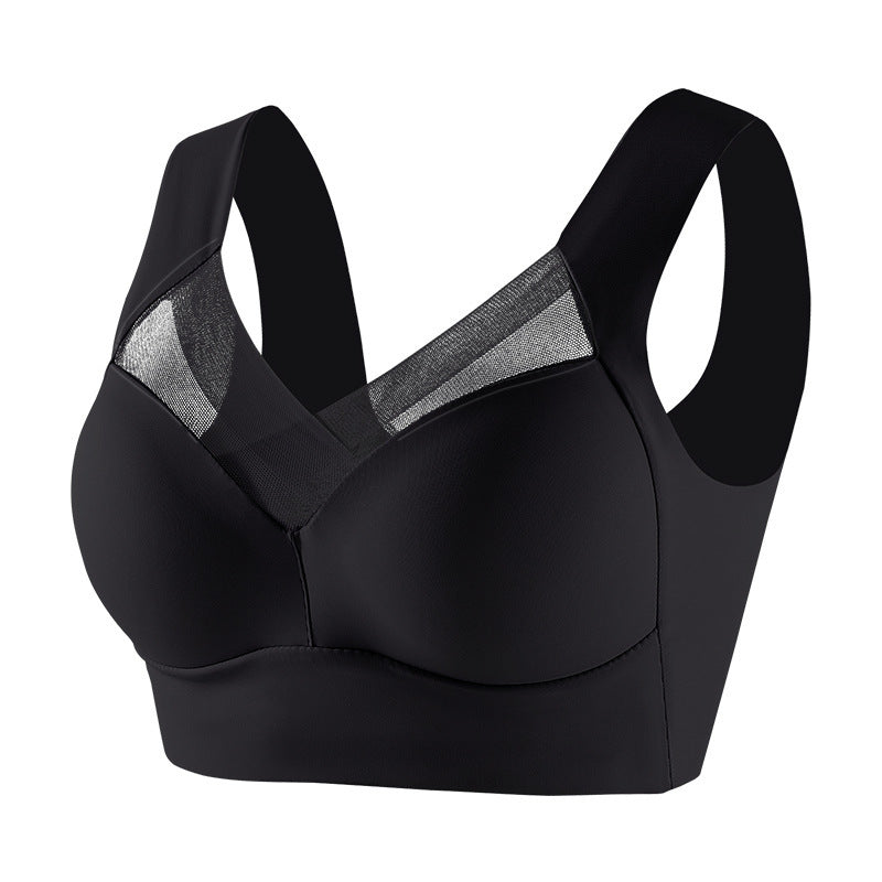 Plus Size Underwear Wireless Beauty Back Underwear Thin Push-up Adjustable Seamless Ice Silk Fixed Cup Bra Cross-border
