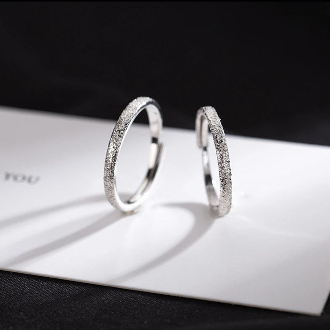 1 Pair 999 Sterling Silver Crushed Ice Textured Couple Rings, Minimalist Sparkly Style, For Daily Wear & Valentine's Gifts
