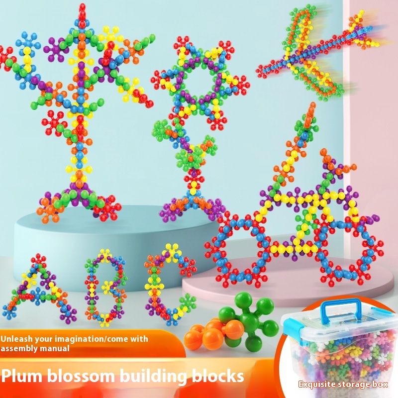 3D Three-dimensional Rotating Plum Blossom Building Blocks Children's Fun Assembling Snowflake Assembling Enlightenment Toys