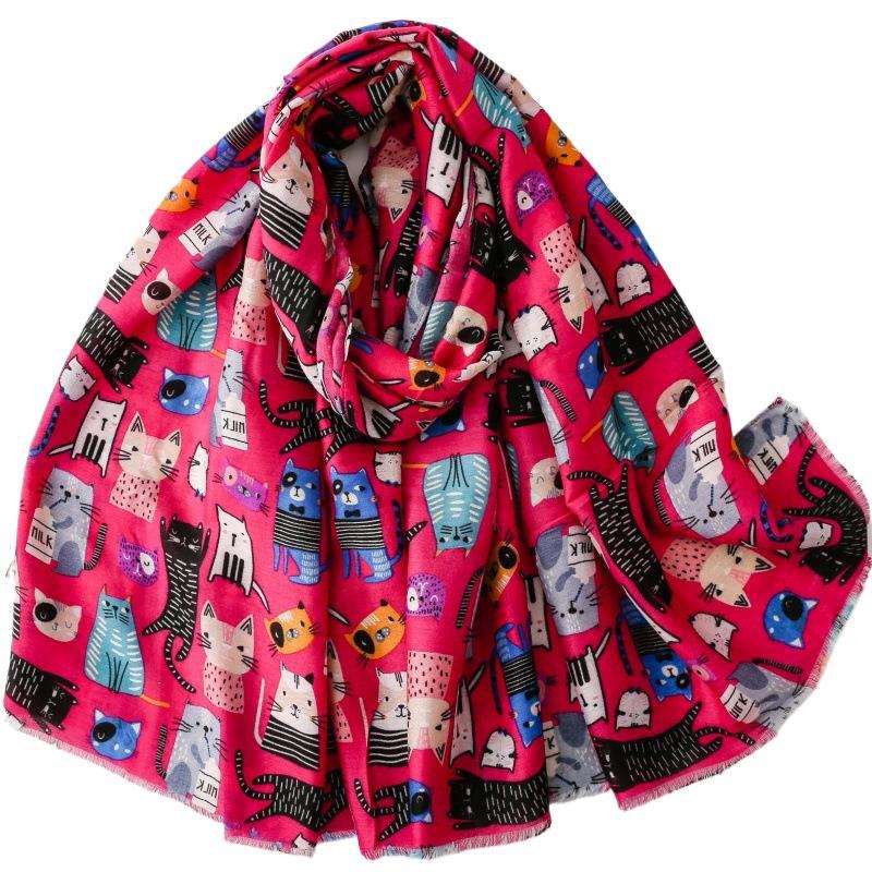 Cute Cat-patterned Scarf Korean Style