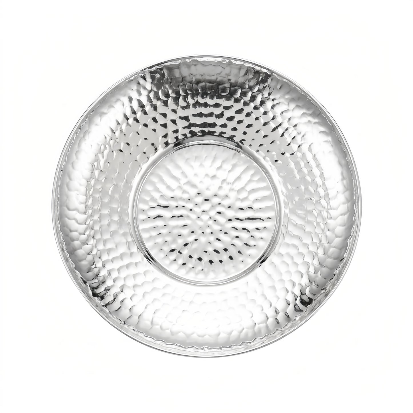 925 Sterling Silver Circular Hammered  Plate with Textured Finish-Fine Tea Saucers - Handicraft