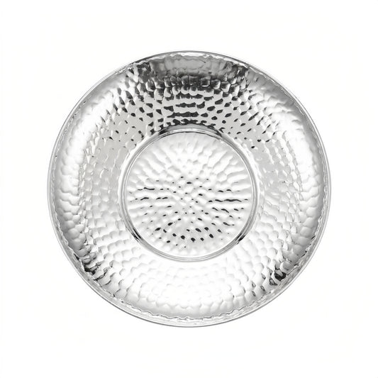 925 Sterling Silver Circular Hammered  Plate with Textured Finish-Fine Tea Saucers - Handicraft