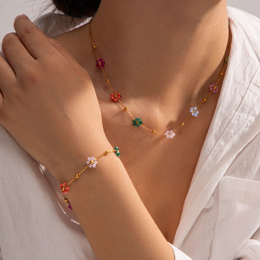 Crystal Flowers Accessories Set Necklace High-grade