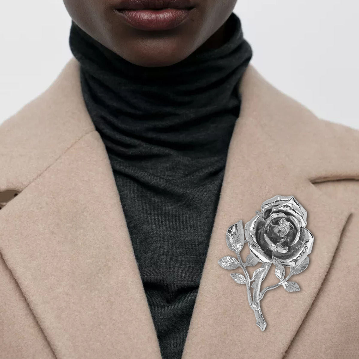 Retro Metal Three-dimensional Rose Flower Accessories Coat Suit Brooch