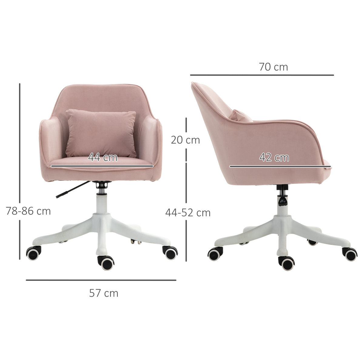Massage Schreibtischstuhl 78-86 Cm Höhenverstellbarer Bürostuhll Drehstuhl Computerstuhl Mit USB-Schrittstelle Arbeitsstuhl Mit Vibrationsfunktion Lendenkissen Massagefunktion Rosa