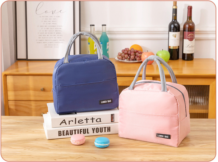 Solid Color Thickened Insulated Lunch Tote Bag, Portable Thermal Cooler Lunch Bag, Reusable Waterproof Food Carrier Bag, Leakproof Lunch Container Bag For Office Workers Students Picnic Travel