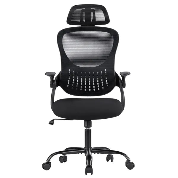 Ergonomic Office Computer Desk Chair, Mesh High Back Rolling Swivel Adjustable Task Chair With Headrest And Flip-up Armrests, Chair With Wheels, Black