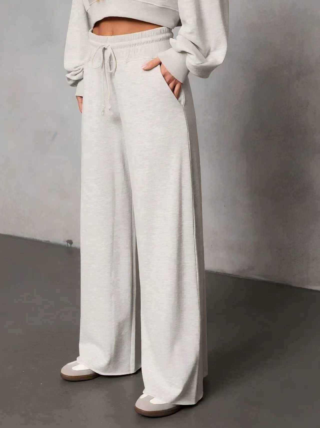 2026 New Summer Women's Solid Color Tie Loose Wide Leg Draped Pants