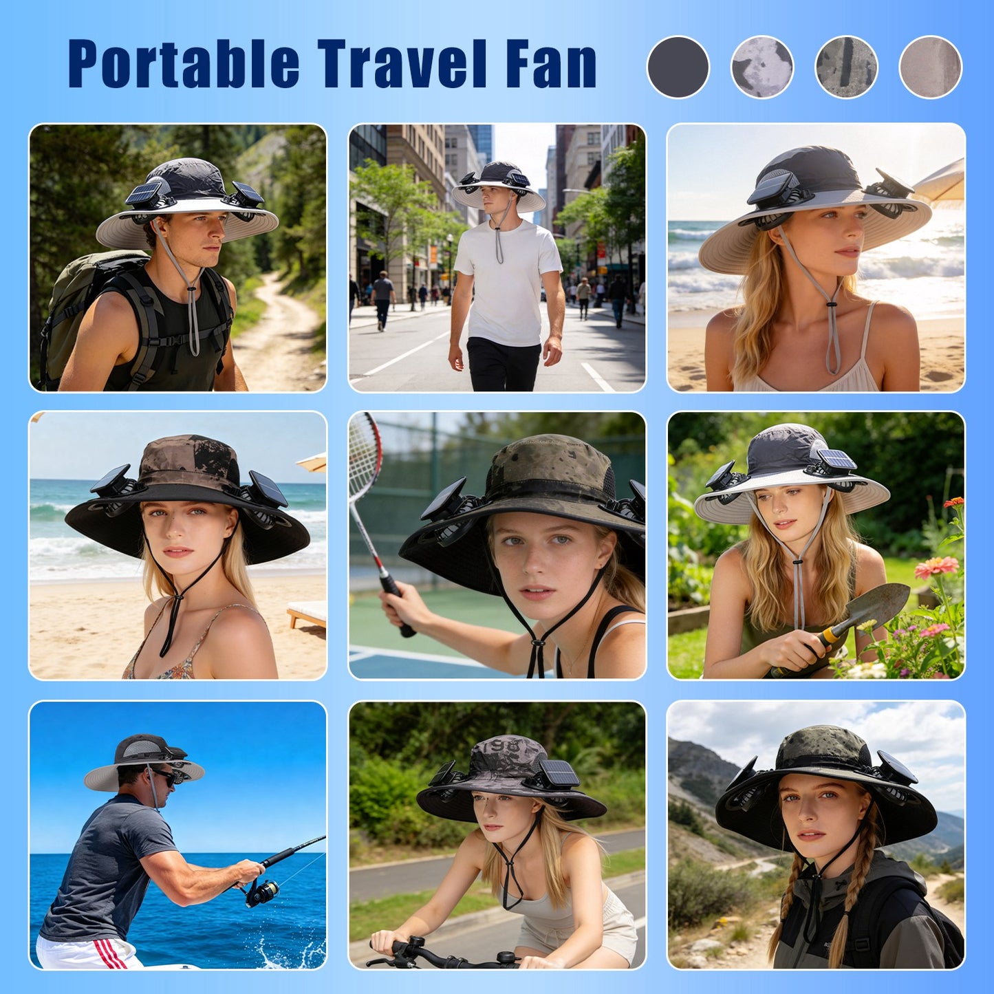 1Pc 2 In 1 Solar Fan Hat UPF50 Sun Hat With Fans Wide Brim Fishing Hat With Face Cover Neck Flap Solar USB Charging For Hiking Gardening Outdoor Work