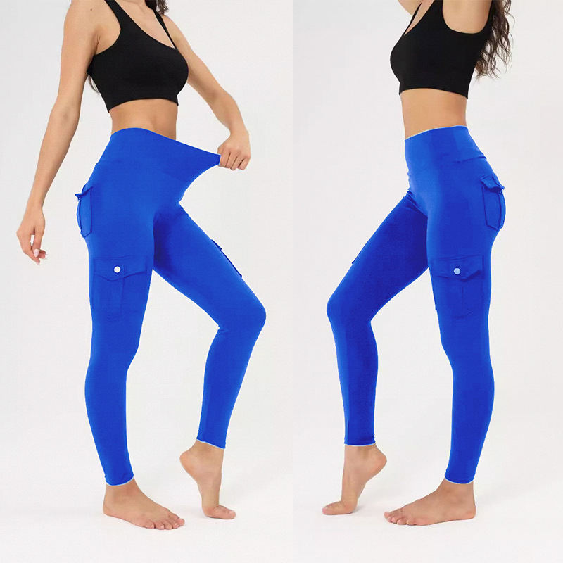 Workwear Multi-pocket High Waist Cropped Belly Contracting Hip Raise Fitness Pants