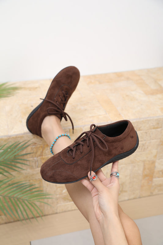Brown Sneakers, Flat Fashion Hiking Casual Skate Shoes, Vintage American Retro Training Shoes
