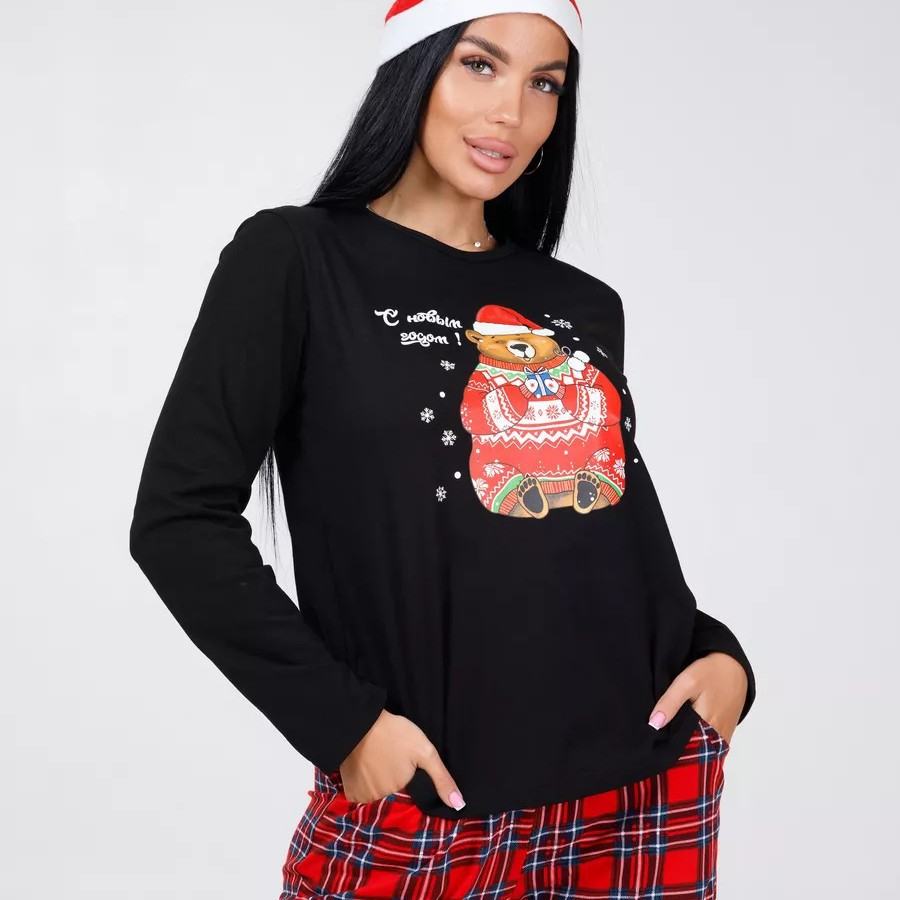 Christmas And New Year Plaid-Print Pajama Set