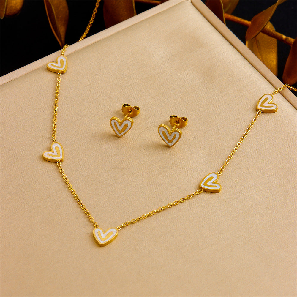 Bai Bei Loving-Heart Accessories Clavicle Chain Stainless Steel Womens Set
