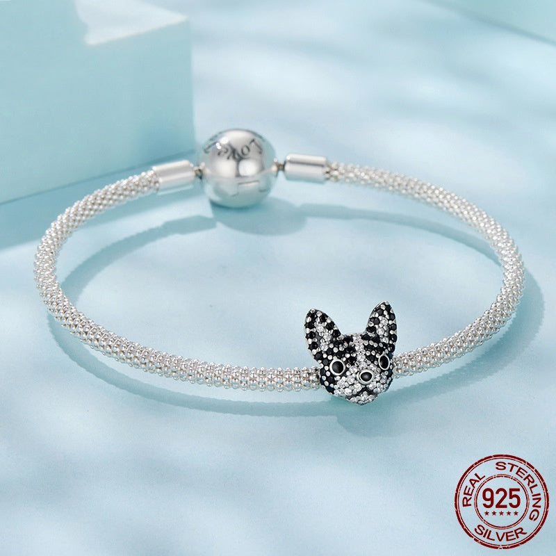 S925 Sterling Silver Boston Dog Bead Accessories