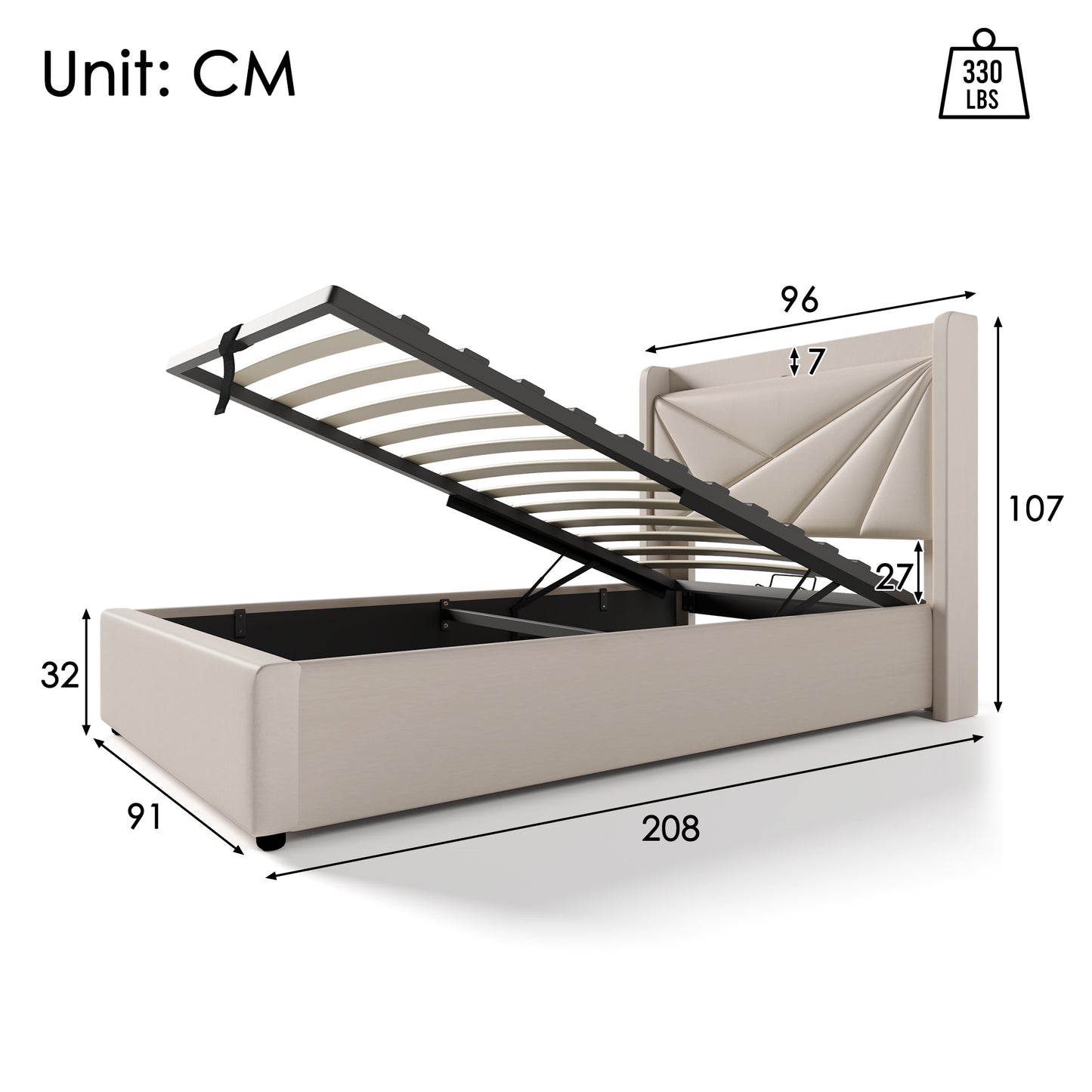 Upholstered Bed Single Bed Storage Bed Box With USB Type C Charging Function Headboard,Storage Beds Bed Frame Made Of Linen Material Youth Bed 90x200 With Slatted Base  Without Mattress