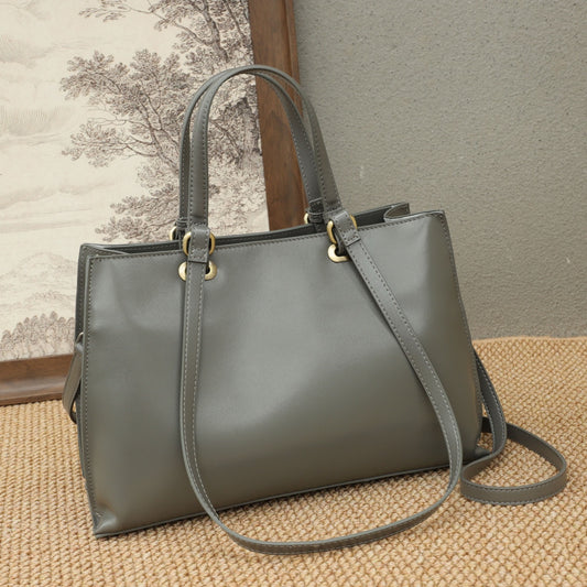 Genuine Leather Women's Bag, Versatile First-Layer Cowhide Underarm Bag, Light Luxury Simple Commuter Fashion Handheld Crossbody Tote