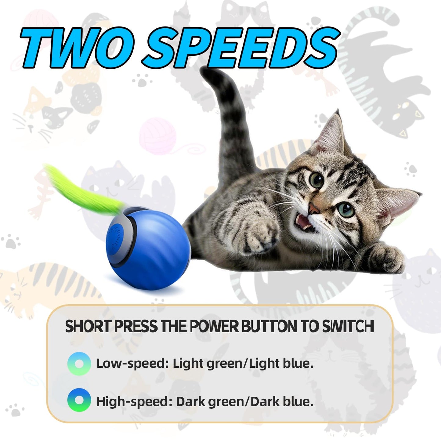 Interactive Cat Toy Ball - Automatic Interactive Cat Toys For Indoor Cats, Rechargeable 2 Speeds Enrichment Toys With 2 Tails, 2026 New Smart Rolling Toy For Small Medium Large Cats To Keep Busy