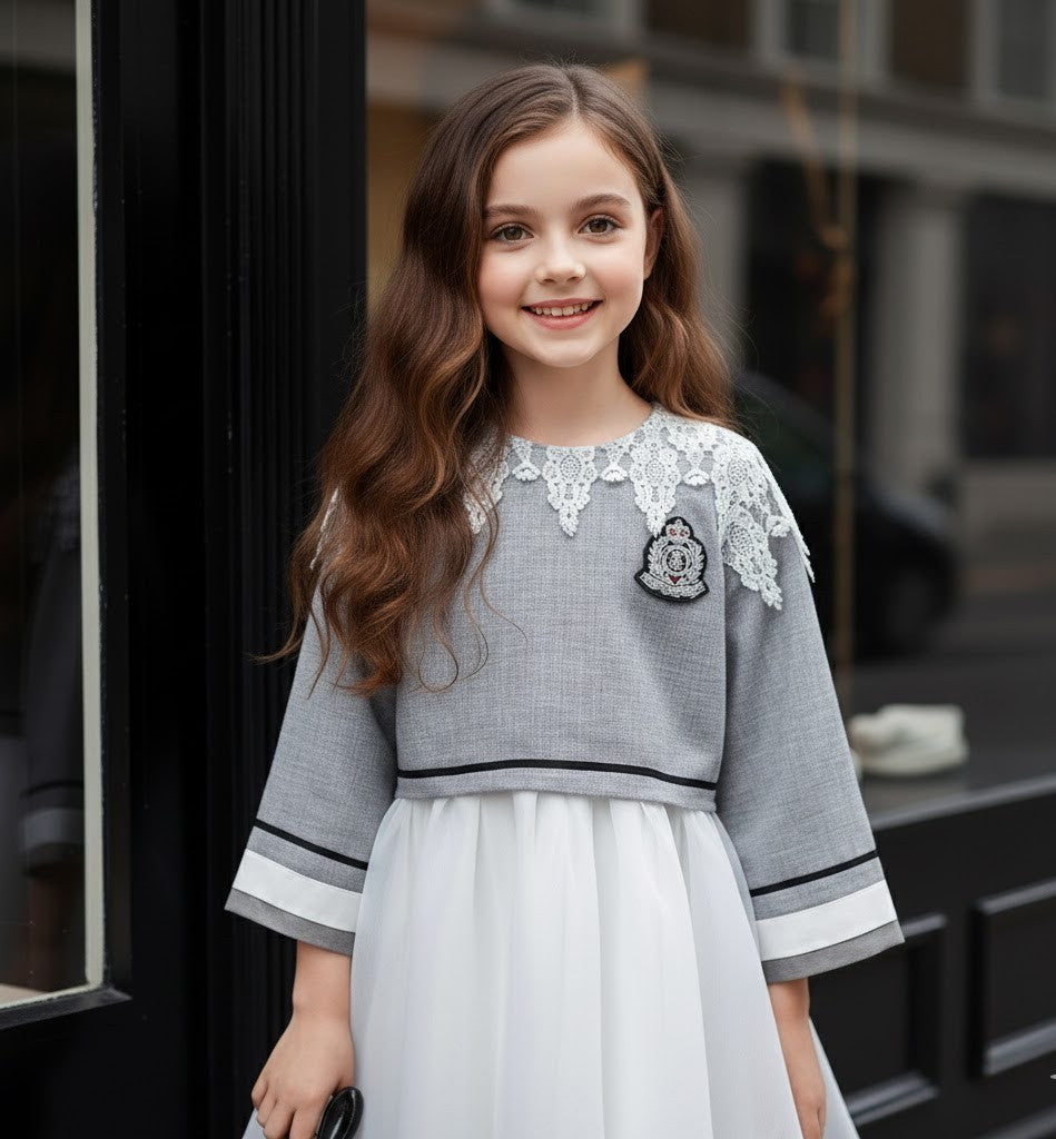 Girls Fashion Loose Fit Top & Dress Set Two-Piece Outfit - Spring