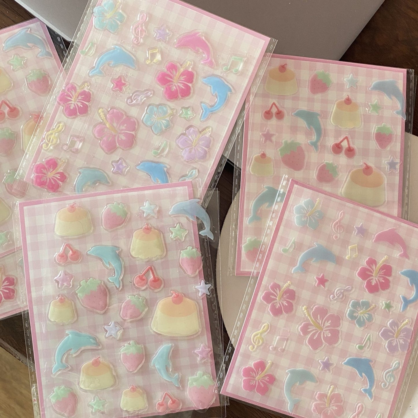 Cute Korean-style Dolphin Hibiscus Jelly Stickers