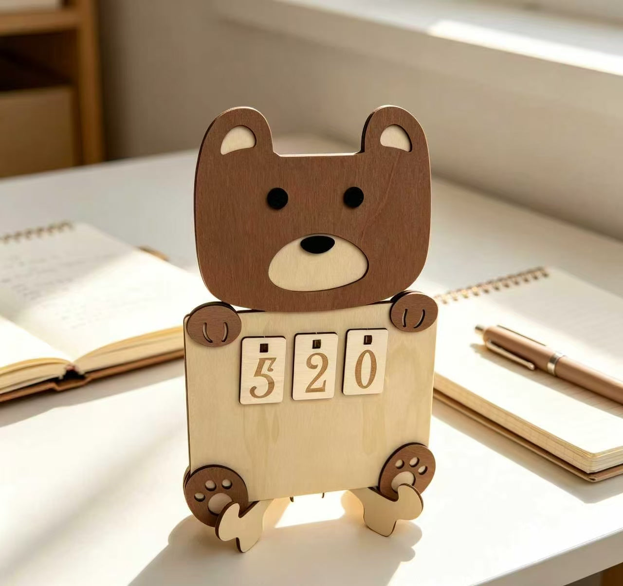Wooden Animal Reading Tracker Calendar Bear Fox Lion Kids Reading Journey Counting Sign Nursery Decor