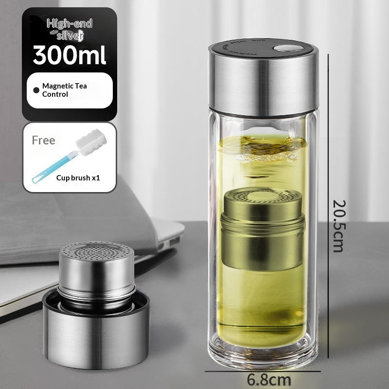 Tea-and-water-separating Magnetic-infuser Heat-resistant Glass Teacup