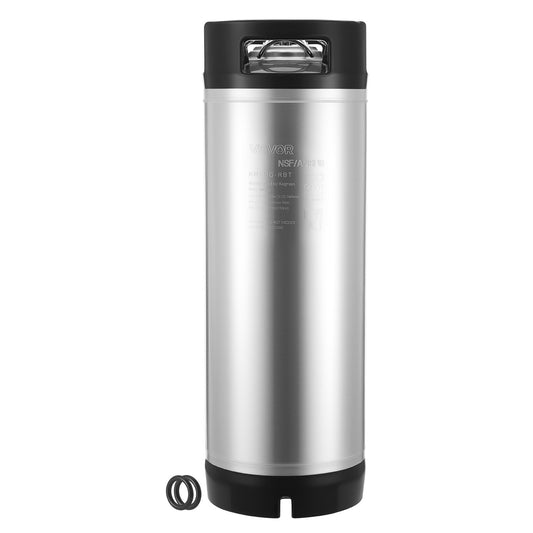 Corny Keg, 5 Gallon Ball Lock Keg, SUS304 Cold Brew Kegs With Dual Rubber Handles & Heavy-Duty Rubber Bottom, Brewing Equipment For Home Brewing Party, 1 PCS