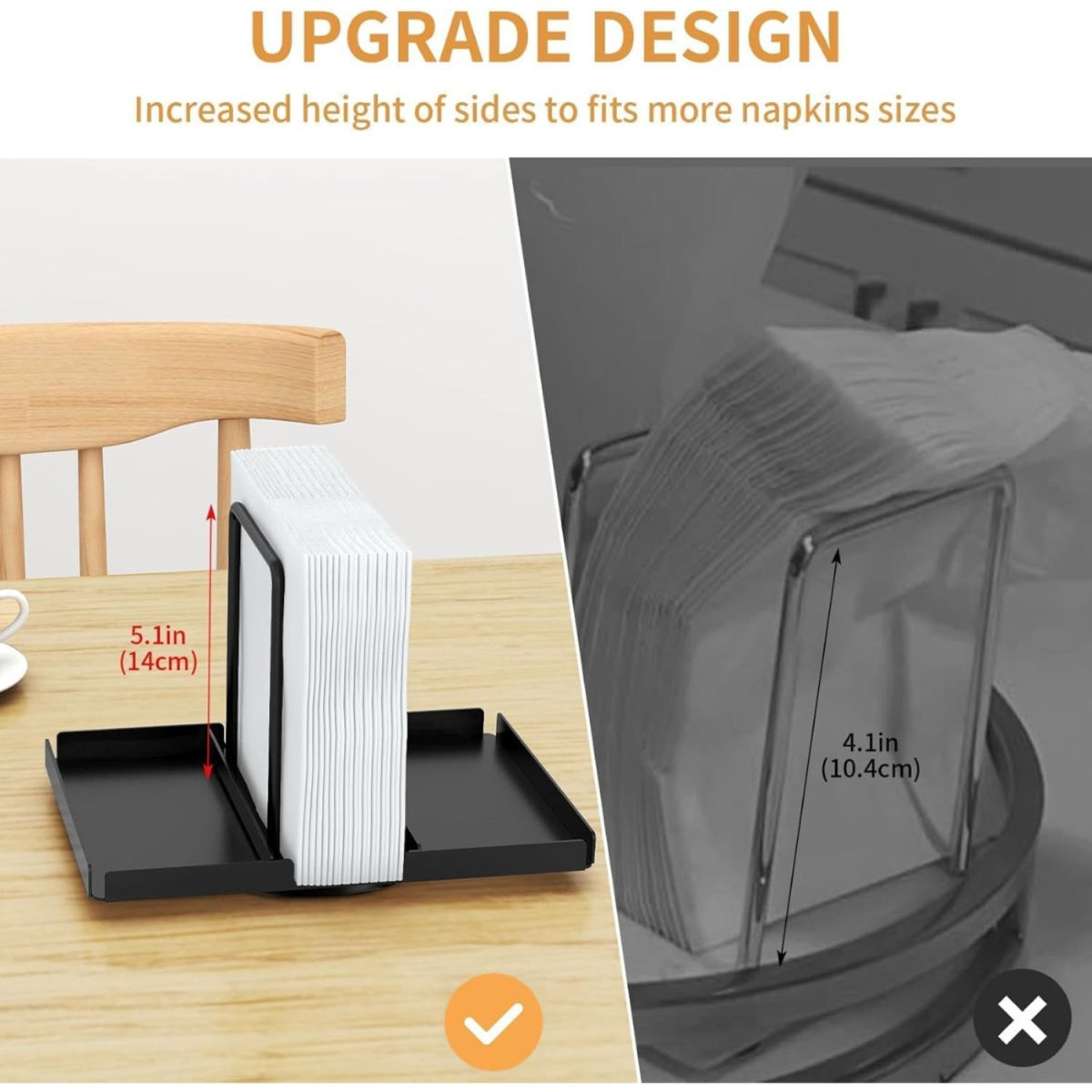 Metal Napkin Holder With Caddy For Table Organization In Black—Party Accessories Set