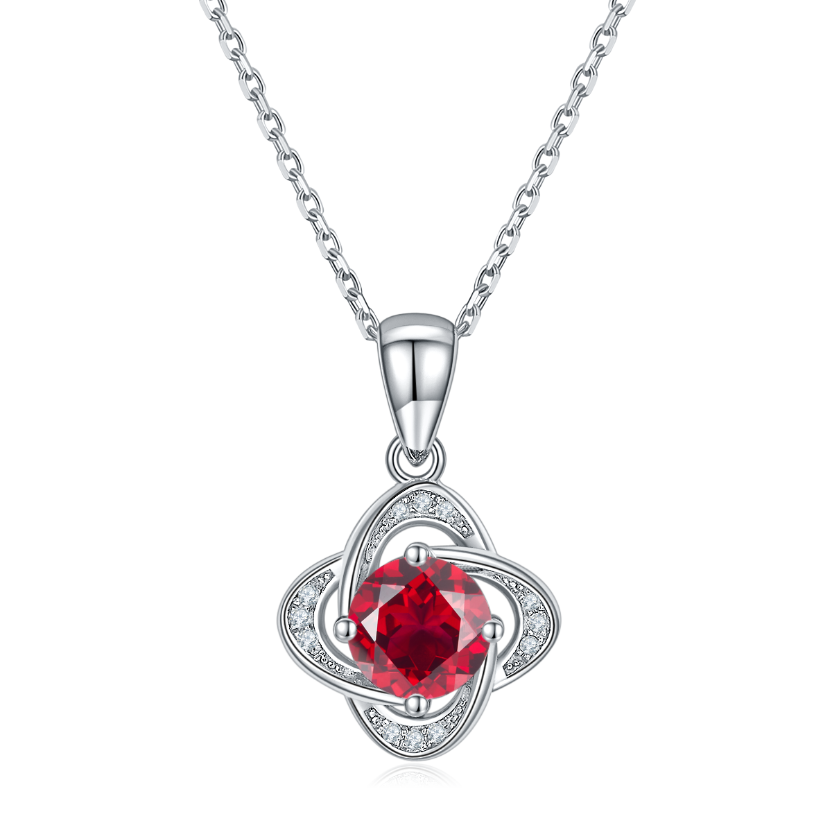 S925 Sterling Silver 4-Leaf Clover Pendant Necklace, 1ct D-VVS1 Moissanite & Lab-Grown Gems, Platinum Plated 2.4g With GRA Certificate Gift Box