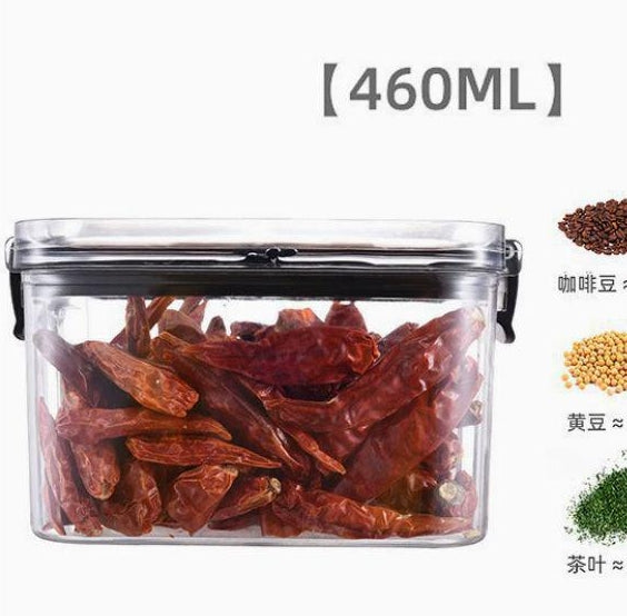 Black  White   Food Grade Clear Plastic Airtight Storage Containers, Square Thickened Jars With Lids For Grains, Cereal & Dry Food