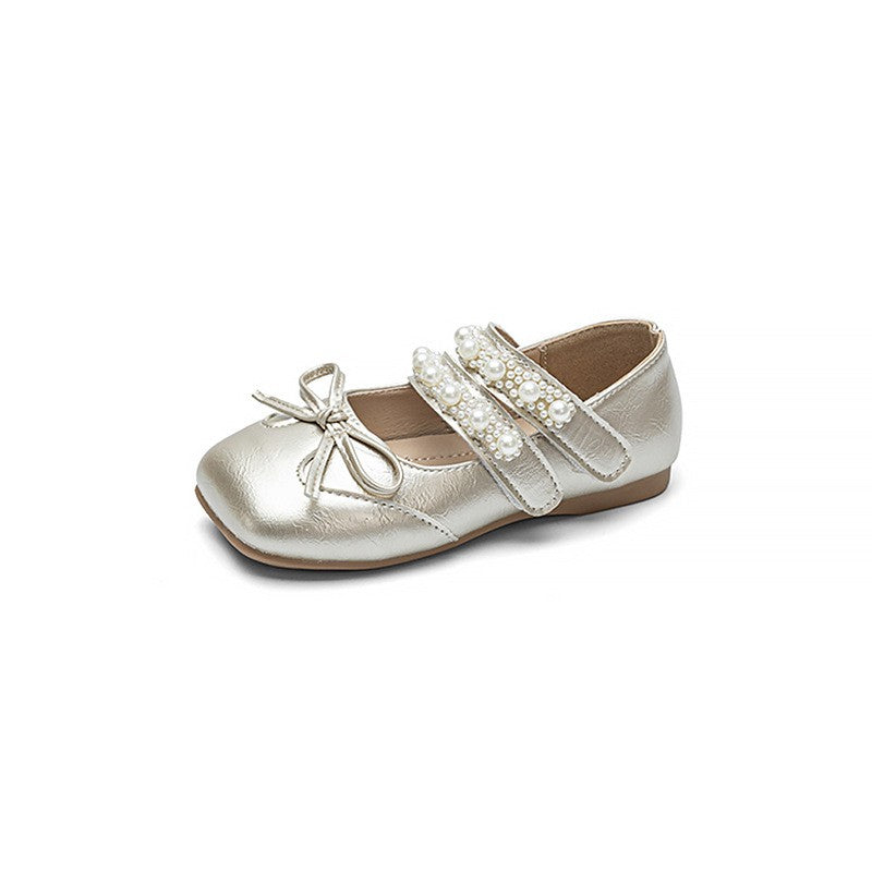 2026 Spring Summer New Girls Leather Shoes, Bow Decor Kids Princess Shoes, Breathable Soft Sole Performance Flats For Baby Girls