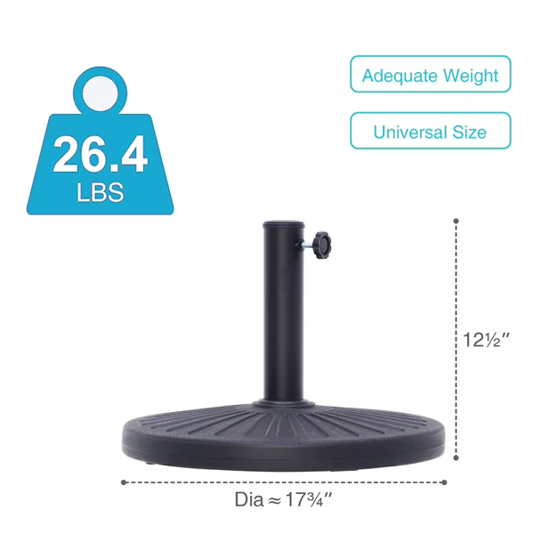 26.5 Lbs Outdoor Patio Market Umbrella Base, Patio Umbrella Stand For Yard Garden Poolside In Black  Shipment From Walmart