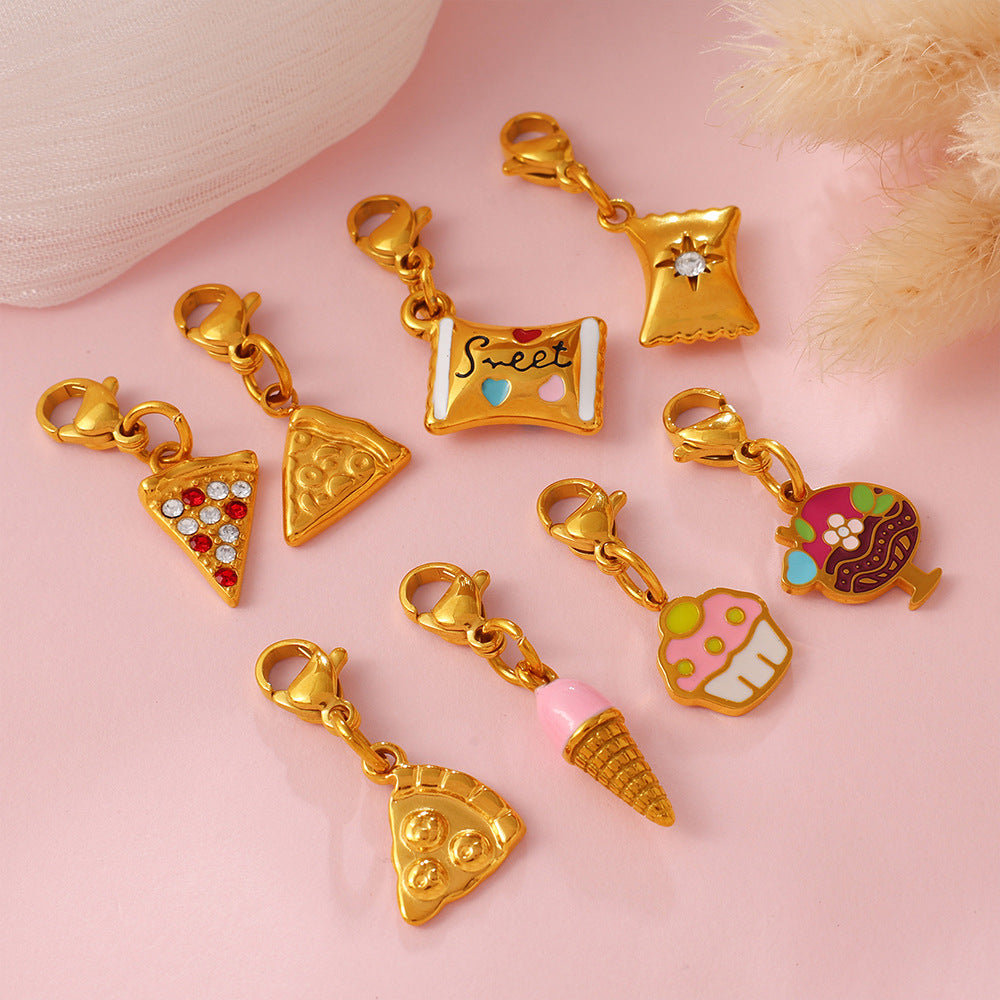 Cute And Sweet Style Pizza Candy Food Series Lobster-shaped Pendant For DIY Bracelet Or Necklace, Exquisite Accessories
