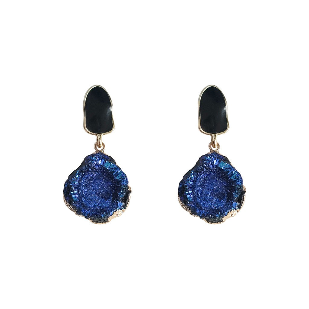 Irregular Klein Blue Enamel Earrings For Women Korean Style Niche Elegant Stud Earrings