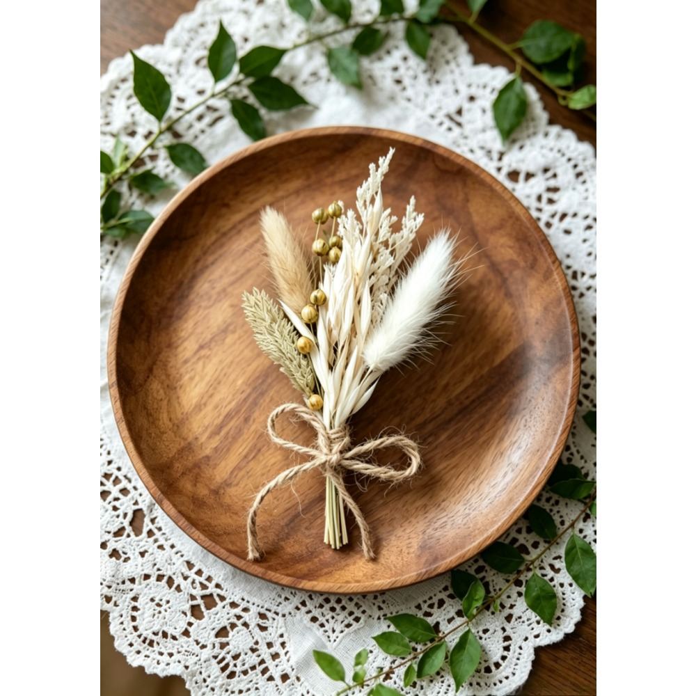 12-piece Set Of Boho-style Dried Flowers, Decorative Set With Dried Rabbit's Tail Grass, Suitable For Wedding Boutonnieres, Gifts For Bridesmaids, Vases For The Home, Crafts, And Much More