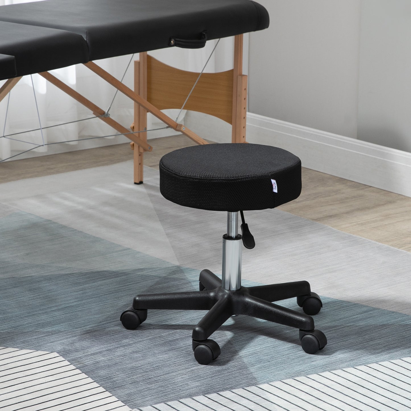 Hydraulic Swivel Salon Spa Stool Height Adjustable Facial Massage Tattoo With 3 Changeable Seat Covers, Black