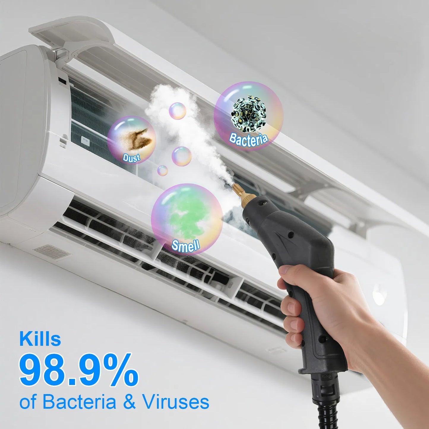 2500W Handheld High Temperature And Pressure Steamer Cleaner With 1400ML Tank 9 Accessories 6 Steam Levels For Dirt Grease Grout Tile Floor Couch Car