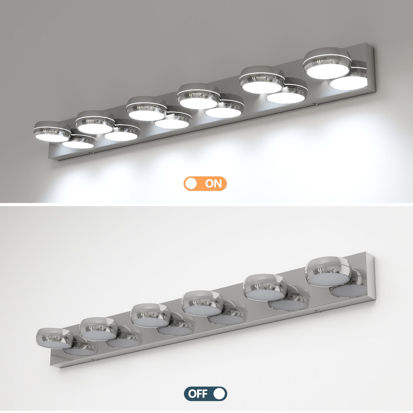 LED Vanity Lights 43in Bathroom Lights Fixtures Over Mirror 6 Light LED Lighting Fixture For Bathroom 18W Mirror Lighting Fixture Modern Bath Light Bar Chrome Bath