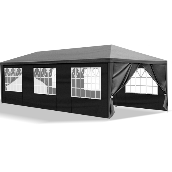 10'x30' Outdoor Party Tent With 8 Removable Sidewalls, Waterproof Canopy Patio Wedding Gazebo Black