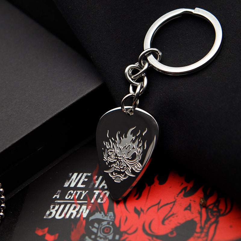 Couple Titanium Steel Band Picks Keychain