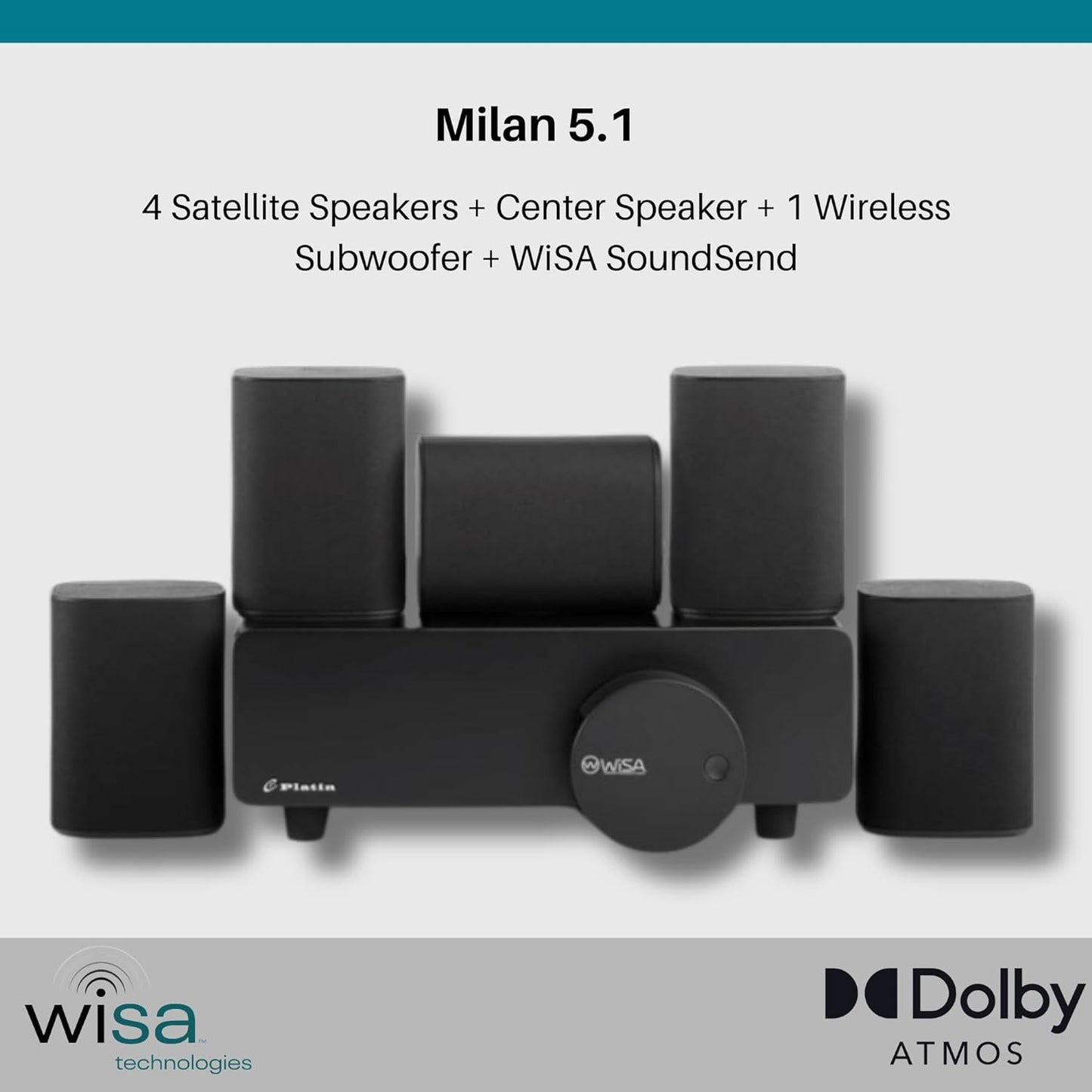 5.1 Compact Wireless Home Cinema System  Milan Surround Sound Set, WISA Low Latency, Price-Performance Winner For Small Living Rooms & Apartments, Black