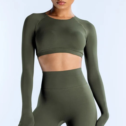 Beauty Back Yoga Clothes Long Sleeve With Chest Pad Running Fitness