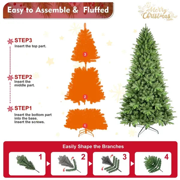 Artificial 6ft Green Christmas Tree With 1168 PE/PVC Mixed Branch Tips, Hinged Premium & Foldable Base For Indoor Holiday Decorating