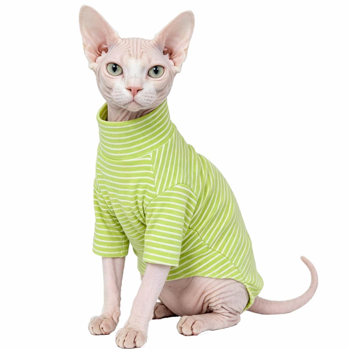 Sphynx Cat Clothes For Cats Only, Narrow Striped Sphynx Shirt Clothes T-Shirts Sweatshirt With Sleeves, Soft Kitten Sphinx Clothes Pet Apparel Devon Rex,Cornish Rex,Peterbald