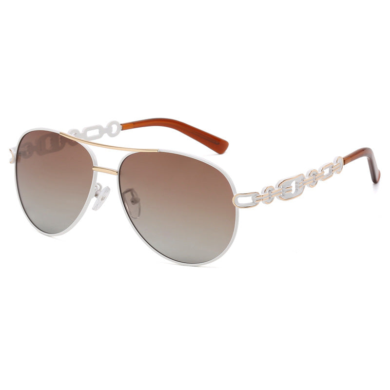 New Polarized Two-tone Plated Fashionable Hollow Out UV Protective Sunglasses