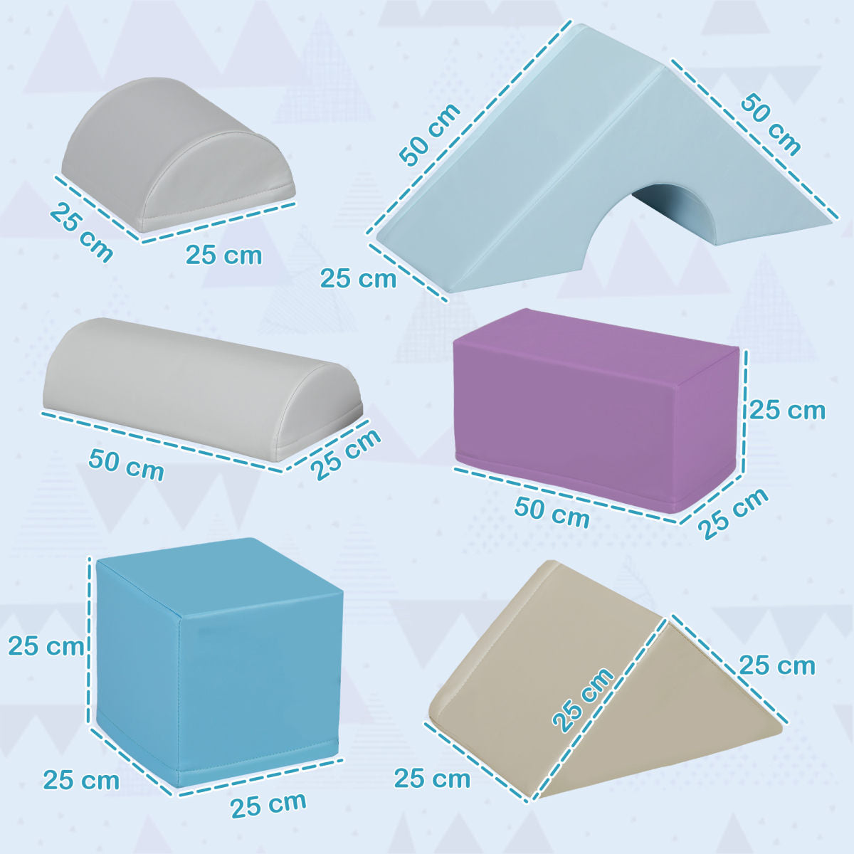 11-Piece Kids Soft Play Set, Foam Block, Toys For Climbing, Crawling, Blue