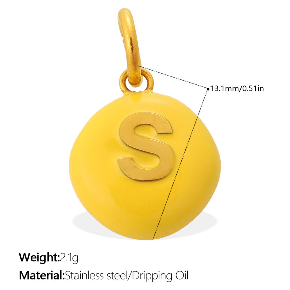 Dopamine Color Blending 26 Letter Bead Bead Pendant - Stainless Steel - Suitable For DIY Hand Chains And Necklaces Accessories