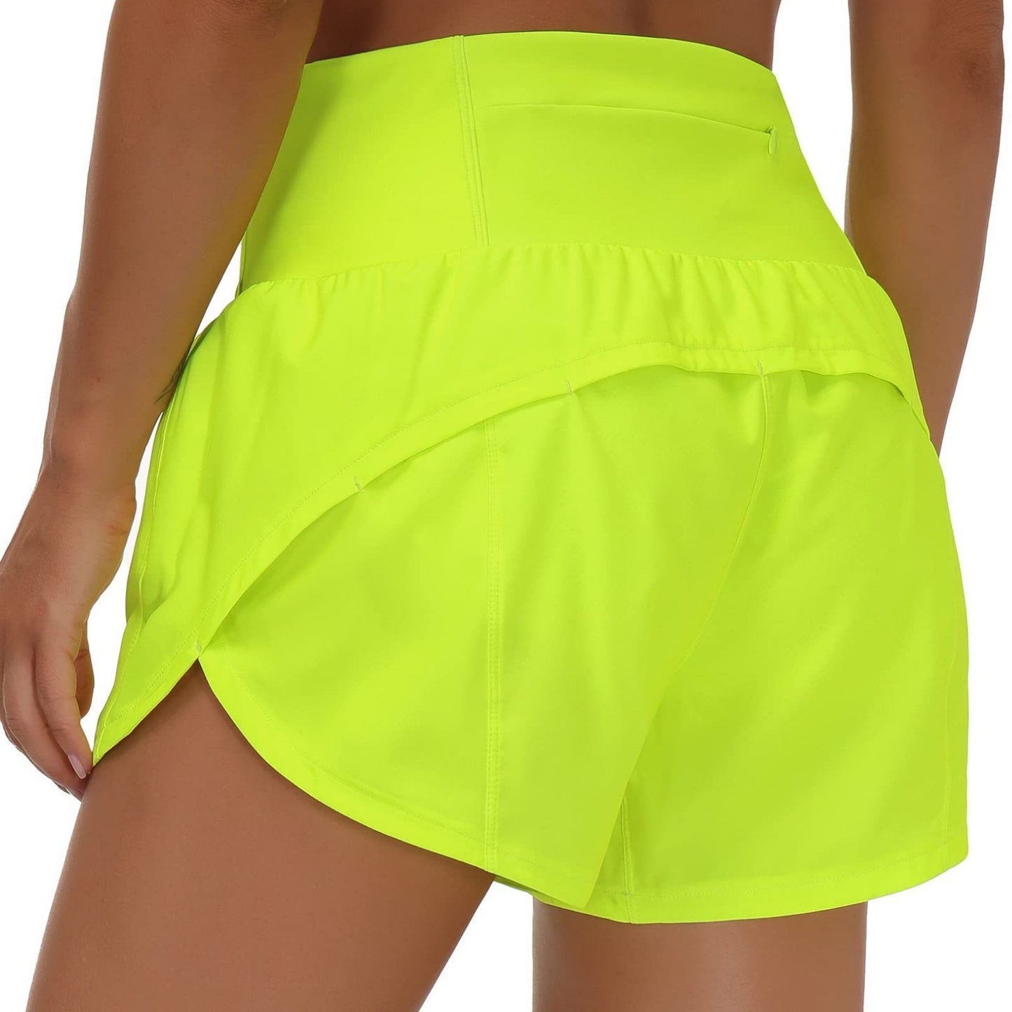 Cross-border Fake Two-piece Sports Shorts Women's Rear Zipper Pocket Anti-walking Quick-drying Loose Running Fitness Yoga Pants