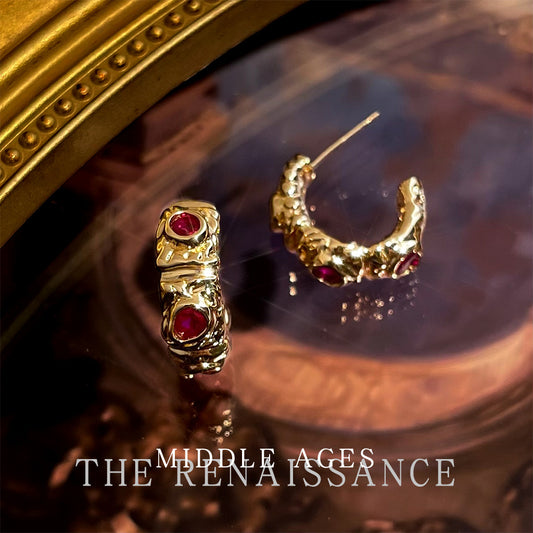 Vintage Victorian Zircon Earrings - Elaborate Retro Western Studs, Light Luxury Royal Palace Fashion Jewelry