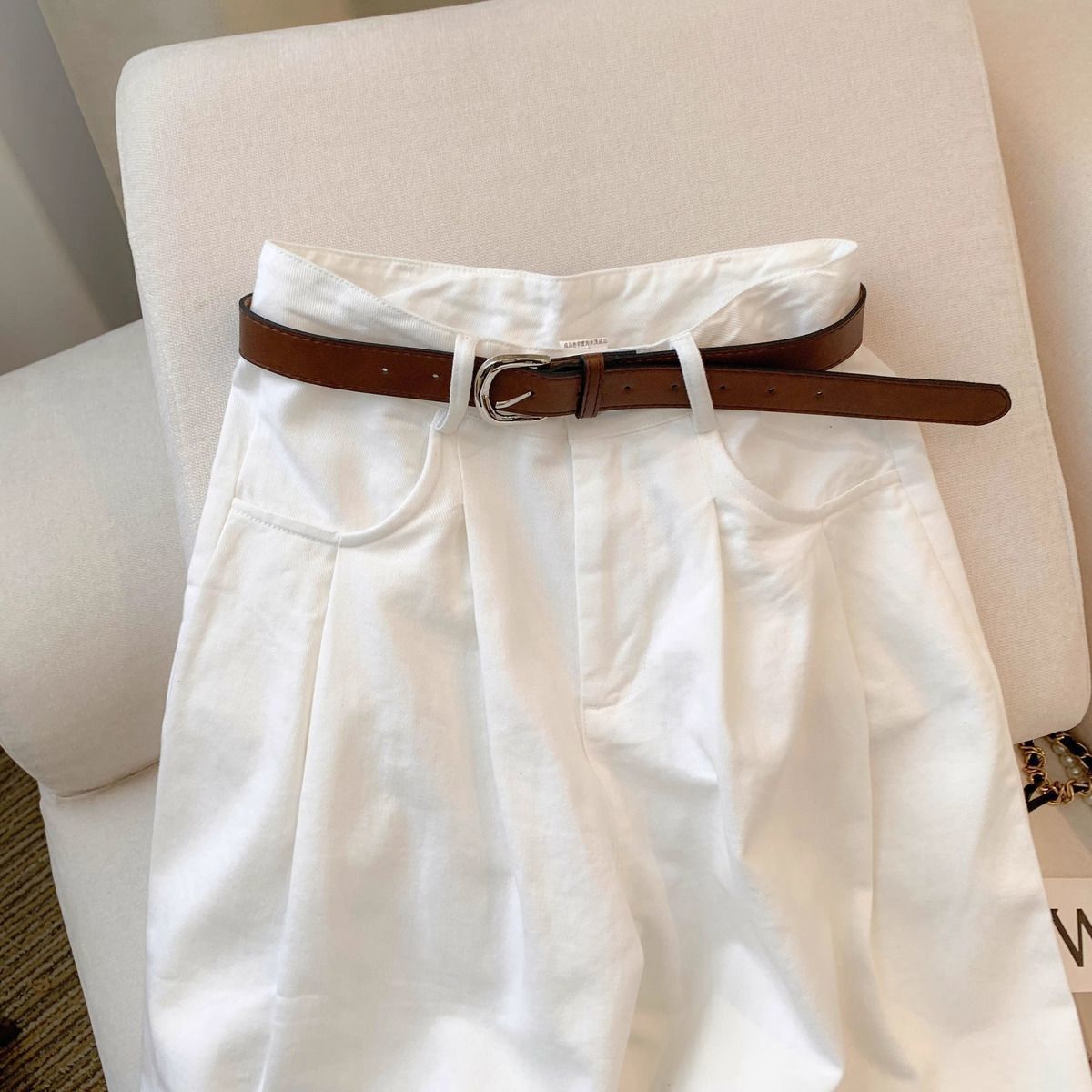 Korean-style Loose High-waisted Straight-leg Draping Floor-length Pants